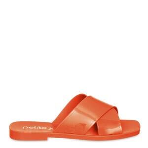NEW PETITE JOLIE women's criss-cross strap slide sandals in orange